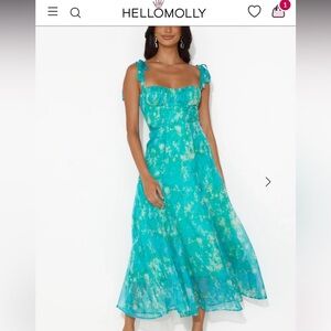 Hello Molly Turquoise Floral Midi Dress